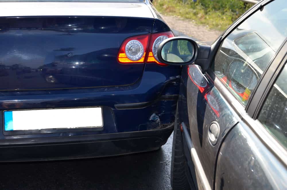 Image is of two vehicles involved in a rear-end collision, concept of a chain reaction accident in Murfreesboro.